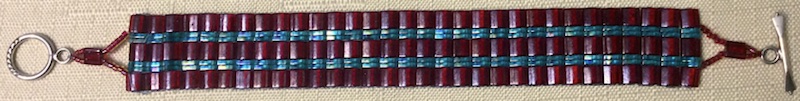 variation of Jacob's Ladder using Tila and quarter Tila beads