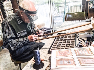 Bud at work on his Loom.